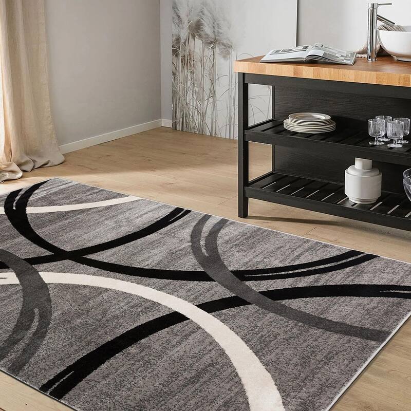 Modern Circles Design Area Rug 5'3" x 7'3" Gray Bed Bath & Beyond